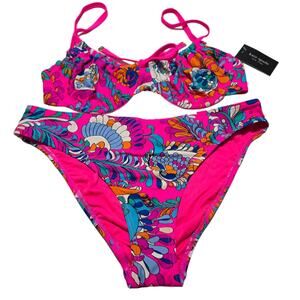 Kate Spade‎ Pink Sea Garden 2 Piece Bikini Size Med Large XL NEW